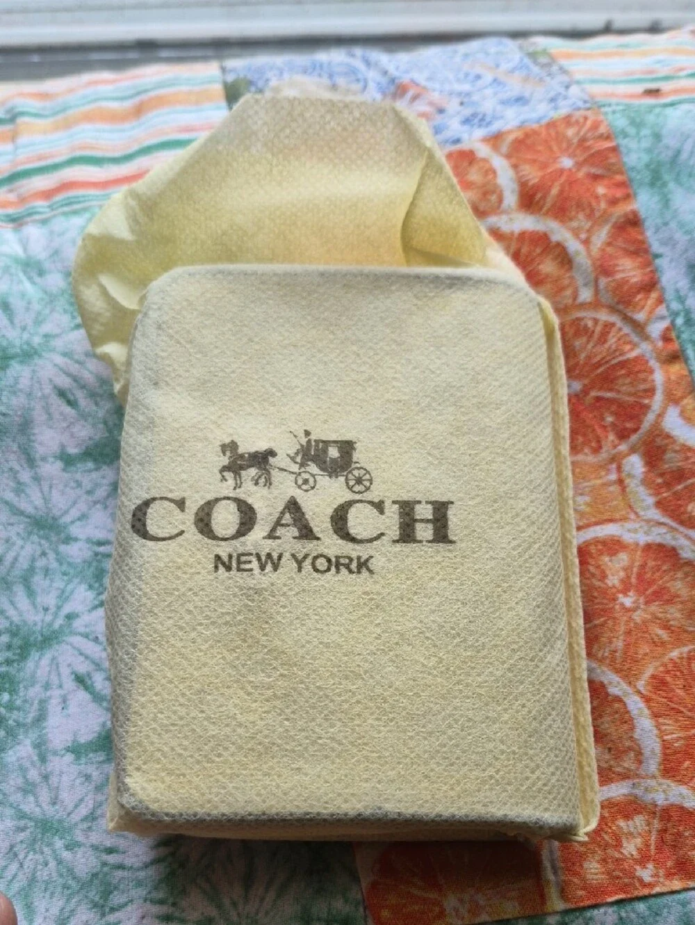 Coach Brown & Cream Signature Key/Card Holder Box with Gold Logo
